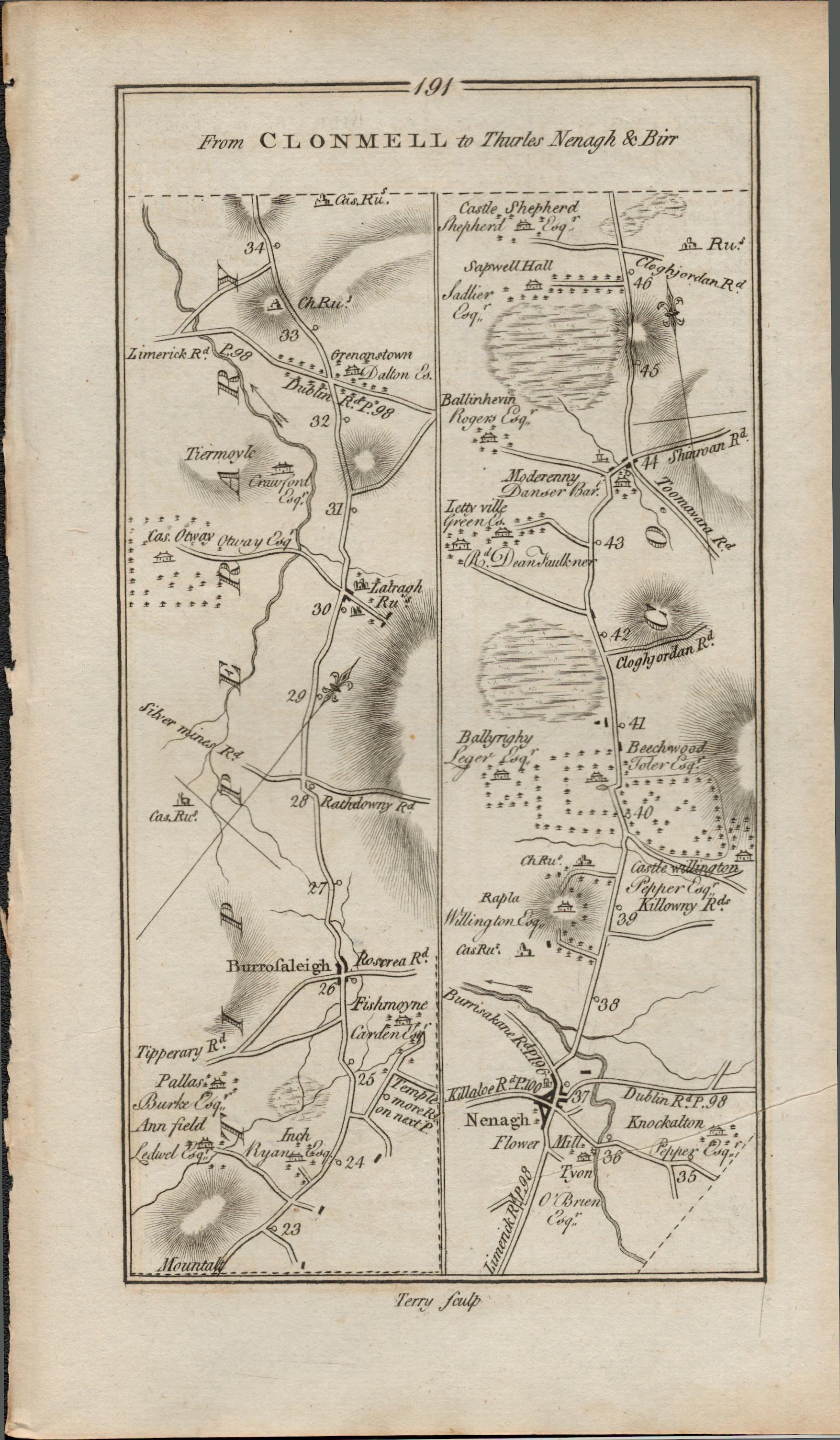Taylor & Skinner 1777 Ireland Map Tipperary Nenagh Templemore Birr.