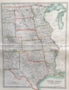 United States Central Dakota Iowa Missouri Oklahoma Etc Large Antique Map.