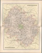 Hereford Ross-On-Wye Leominster Kington Victorian Antique Map.