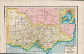 Australia Victoria Melbourne Coloured Antique Map-352.