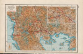 WW1 Greece Salonika , Doran District Antique Map 1922.