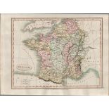Gallia France Charles Smith’s Coloured Classical Map 1809.