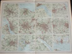 Antique Bartholomew Map 12 Cities of England and Scotland.