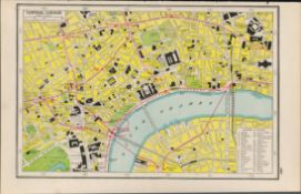 London Central Street Plan Coloured Antique Victorian Map – 69.