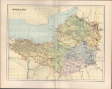 Taunton Glastonbury Minehead Frome Victorian Antique Map.