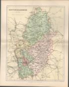 Nottingham Newark Worksop Mansfield Victorian Antique Map.