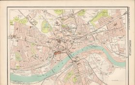 Victorian Map Newcastle City, Barracks, Ironworks, Market Tyne, Gateshead.
