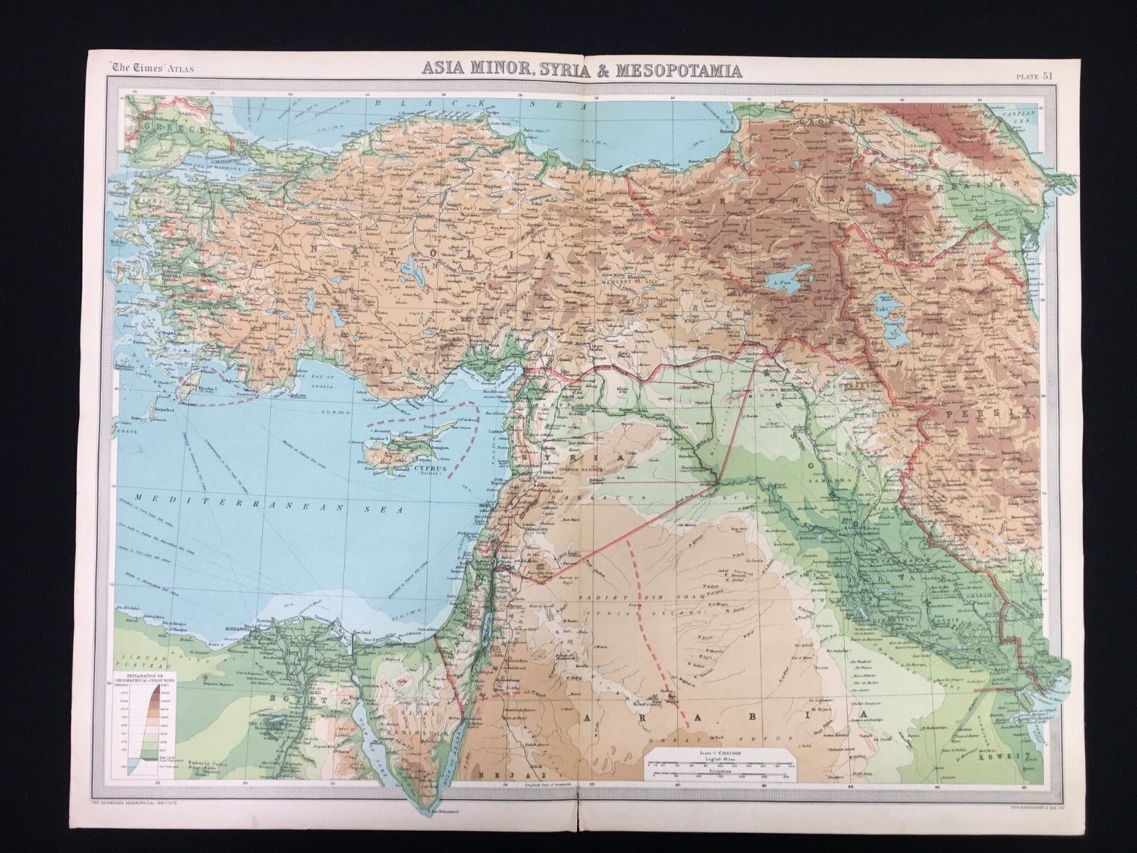 Antique Coloured Map Asia Minor, Syria and Mesopotamia