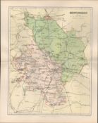 Huntingdon St Ives St Neots Ramsey Bury Victorian Antique Map.