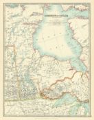 Canada Ontario Lake Superior Lake Michigan Large Antique Map.