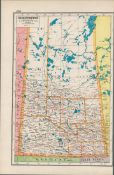 Canada Saskatchewan Coloured Antique Map-399.