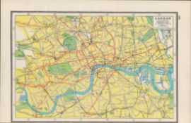 London Railway System Coloured Antique Victorian Map – 68.