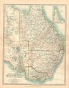 Australia New South Wales Queensland Victoria Coloured Antique Map.