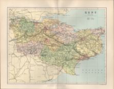 Kent Canterbury Dover Margate Maidstone Victorian Antique Map.