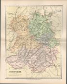 Shrewsbury Ludlow Market Drayton Oswestry Victorian Antique Map.