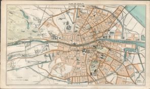 Plan of Dublin Streets & Districts Antique Coloured Map.