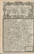 Britannia Depicta E Bowen c1730 Map Derby Stafford Litchfield Tamworth.