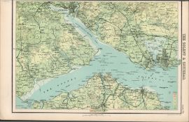 Victorian Map Solent & Spithead West East Cowes Ryde Portsmouth.
