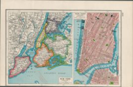 New York Central & Greater Coloured Antique Victorian Map-444.