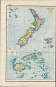 New Zealand & Fiji Coloured Antique Map-372.