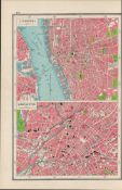 Manchester & Liverpool Street Plan Antique Coloured Map-76.