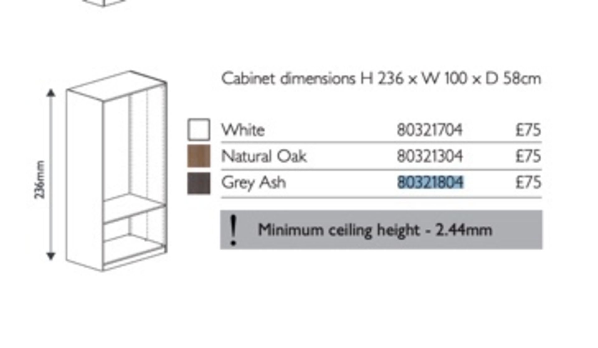 John Lewis Mix It Double Grey Ash Wardrobe Carcass RRP £75 - Image 2 of 2