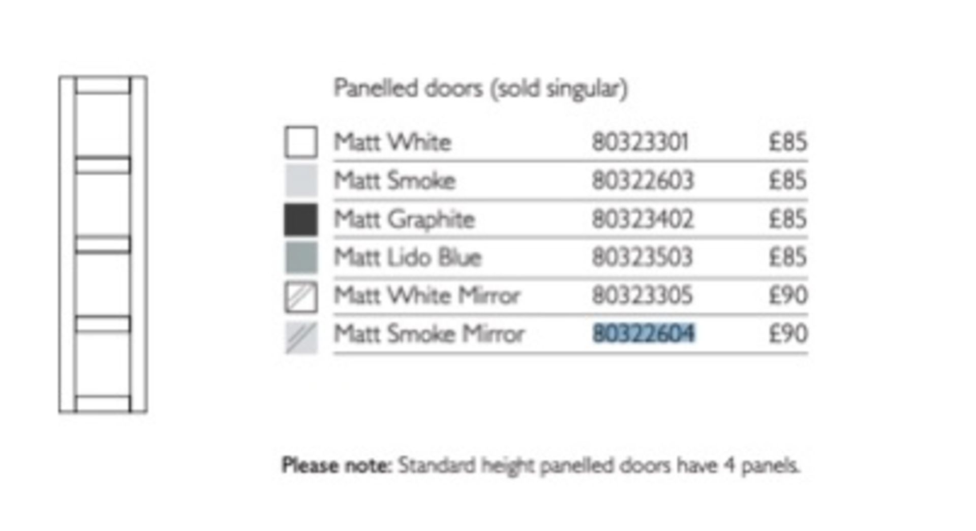 John Lewis Matt Smoke Panelled Mirror Door 80022604 RRP £90 - Image 2 of 2