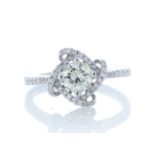 18ct White Gold Single Stone With Halo Setting Ring (0.70) 0.96 Carats