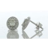 18ct White Gold Oval Cluster Claw Set Diamond Earring 0.98 Carats