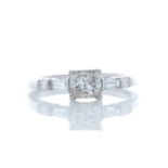 18ct White Gold Single Stone Princess Cut Diamond Ring With Set Shoulders (0.72) 0.96 Carats