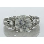 18ct White Gold Single Stone With Stone Set Shoulders Diamond Ring (2.50) 2.85 Carats