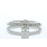 18ct White Gold Oval Cut Diamond Ring (0.37) 0.65 Carats