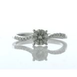 18ct White Gold Single Stone Claw Set With Stone Set Shoulders Diamond Ring (0.60) 0.74 Carats
