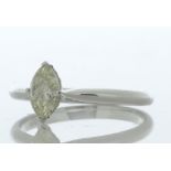 18ct White Gold Single Stone Marquise Cut Diamond Ring (0.52) 0.56 Carats