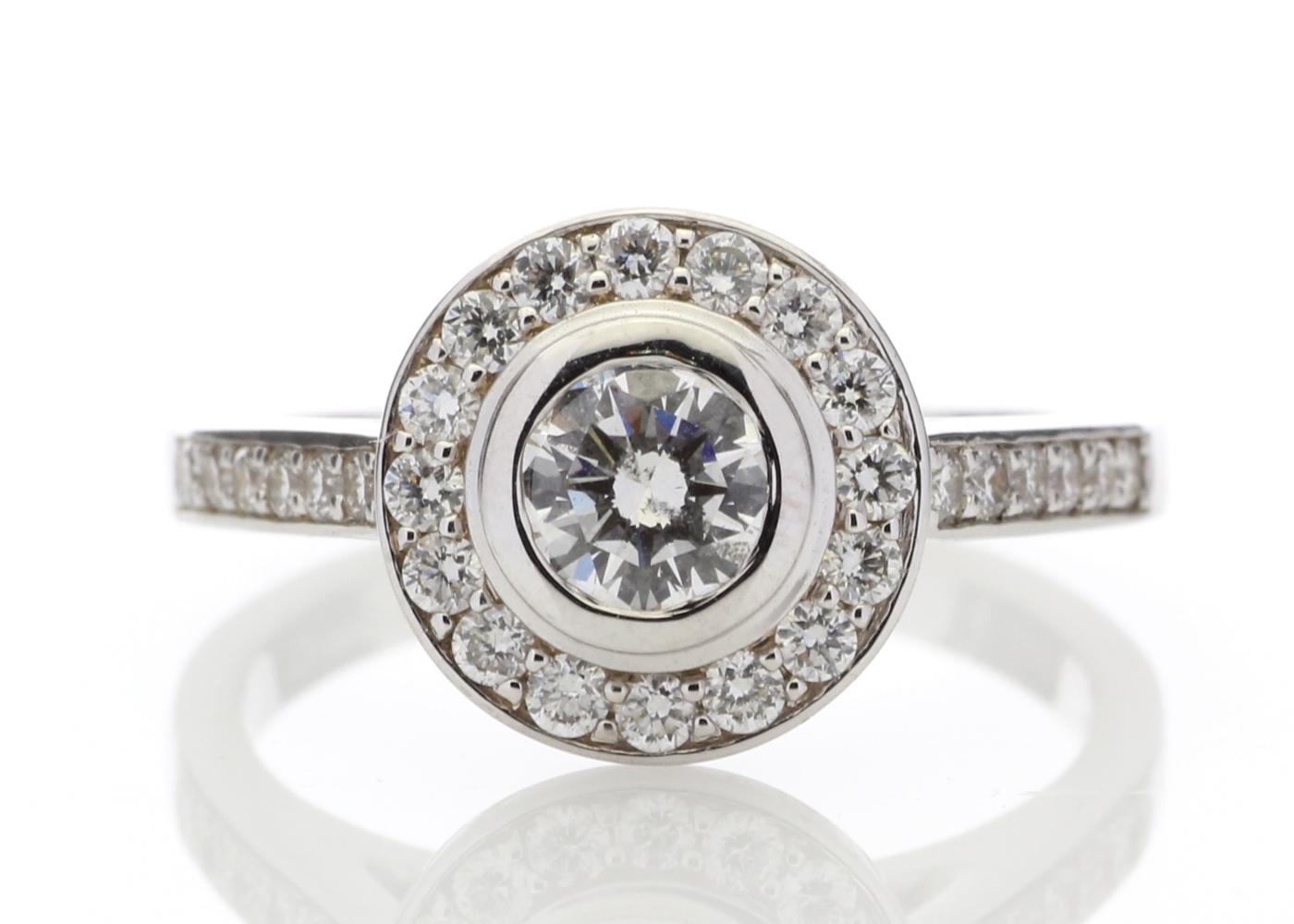 18ct White Gold Single Stone With Halo Setting Ring (0.50) 1.00 Carats - Image 5 of 6