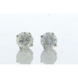 18ct White Gold Single Stone Gallery Set Diamond Earring 1.60 Carats