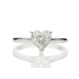 18ct White Gold Single Stone Heart Cut Diamond Ring 1.04 Carats