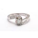 18ct White Gold Single Stone Twist Shoulders Diamond Ring (0.23) 0.43 Carats