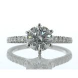 18ct White Gold Single Stone Prong Set With Stone Set Shoulders Diamond Ring (1.56) 1.85 Carats