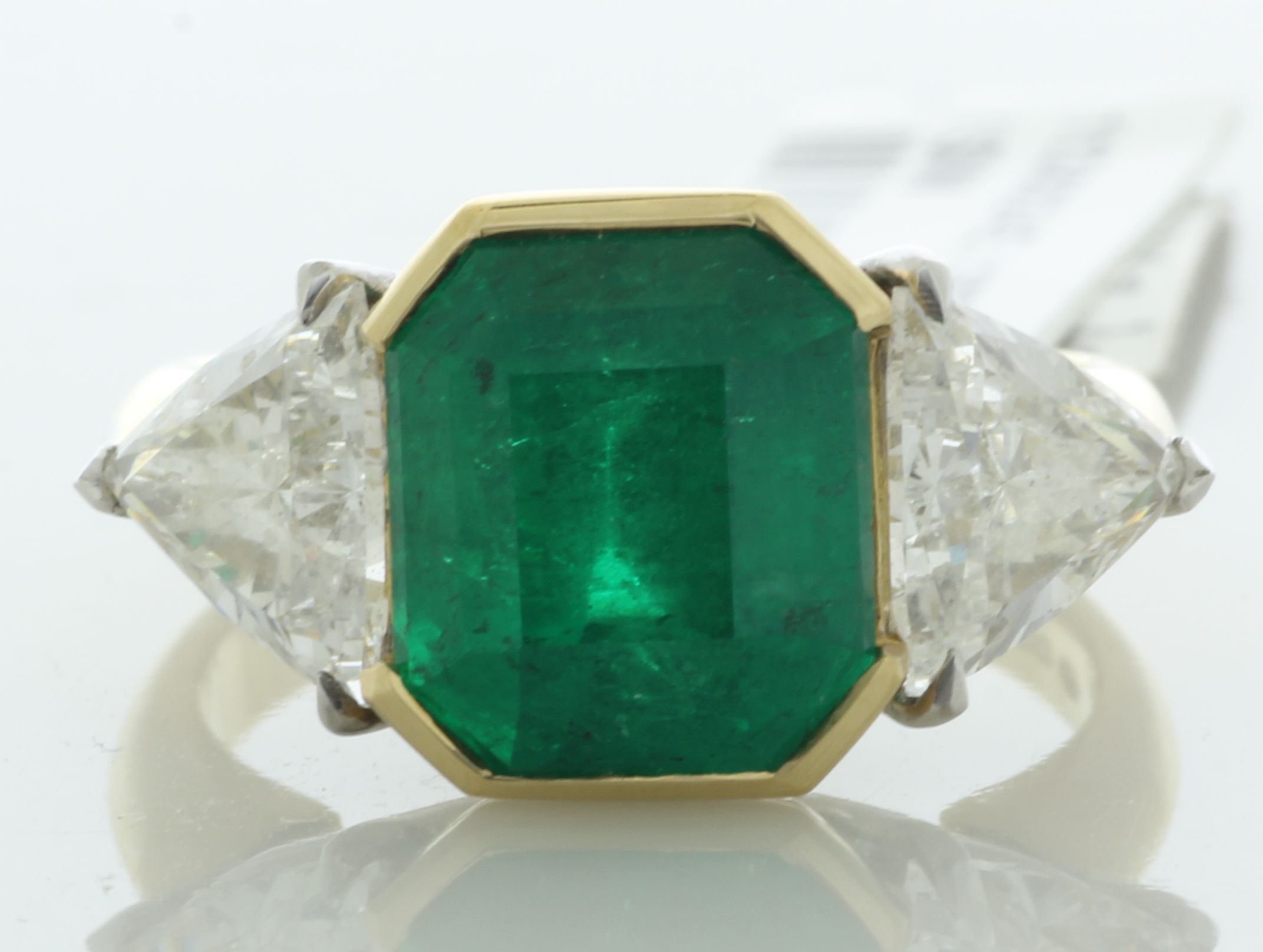 18ct Yellow Gold Three Stone Diamond And Emerald Ring (E4.27) 2.04 Carats