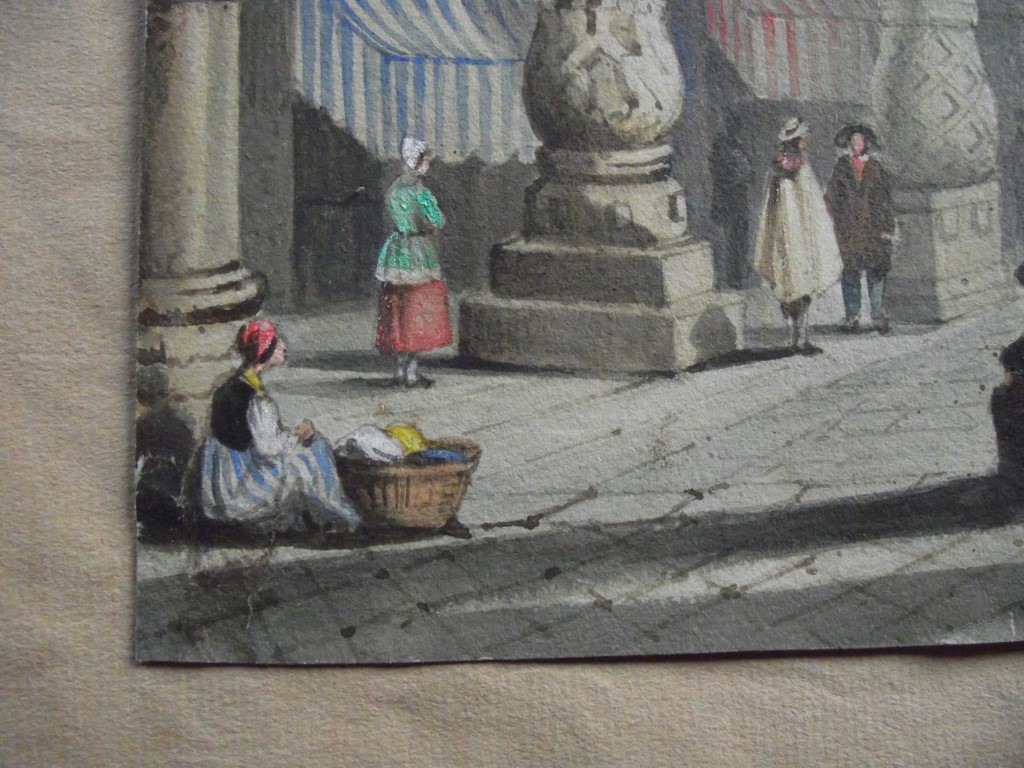 Samuel Prout Watercolour - Figures In The Courtyard of Prince-Bishops' Palace In Liege, Belgium - Image 7 of 12