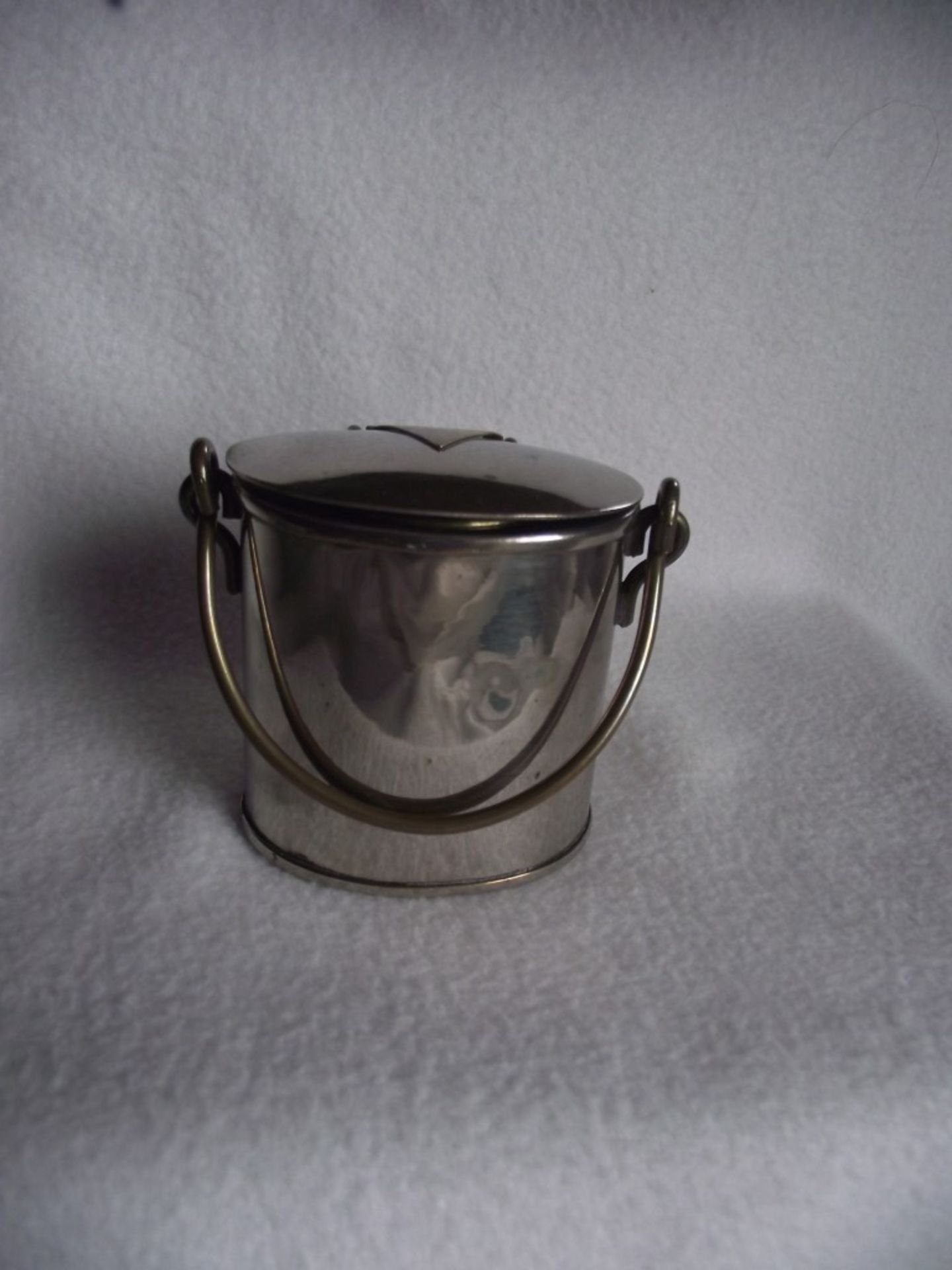 Antique Victorian Novelty Table Vesta Case - Silver Plated Brass Milk Pail - Ca.1890's - Image 7 of 20