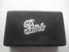 Antique Silver Mounted Ebony Pin Box