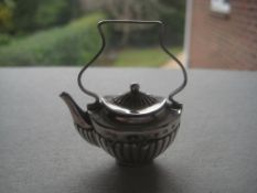 Antique Miniature Silver Fireside Kettle, Birmingham 1905