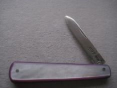 Rare George V Mother of Pearl Hafted Silver Bladed Folding Fruit Knife