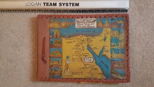 Approx. 80 ICA Gum Film Stars Stuck In Vintage Leather Nile Valley Egypt Tourist Souvenir Folder