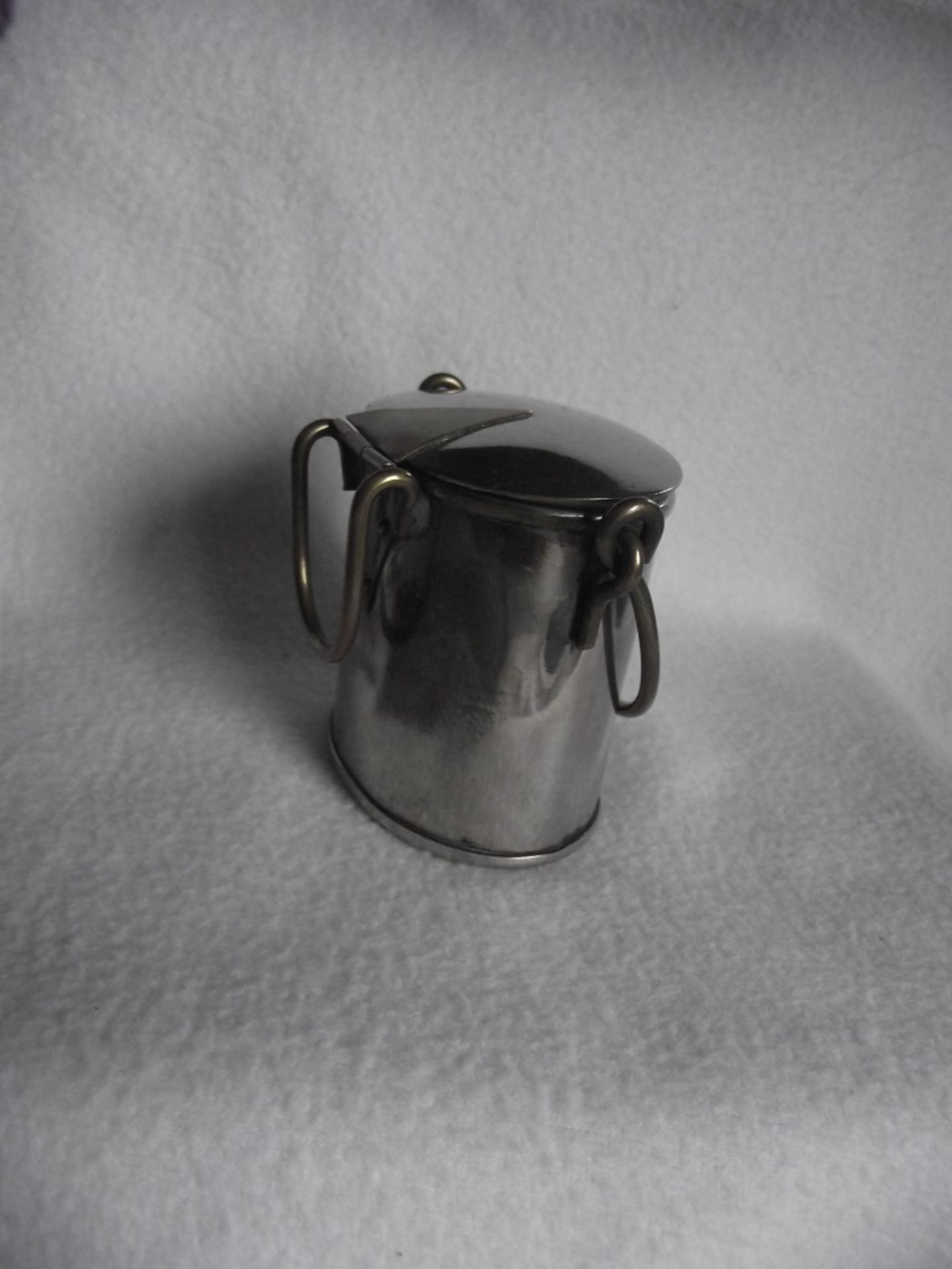 Antique Victorian Novelty Table Vesta Case - Silver Plated Brass Milk Pail - Ca.1890's - Image 5 of 20