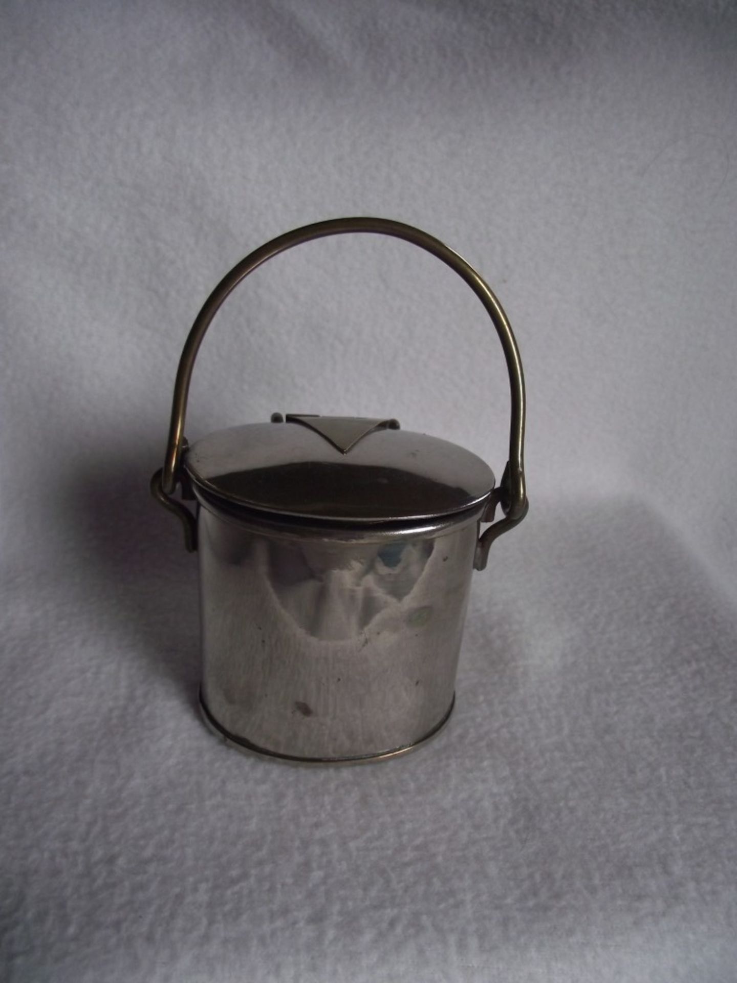 Antique Victorian Novelty Table Vesta Case - Silver Plated Brass Milk Pail - Ca.1890's - Image 8 of 20