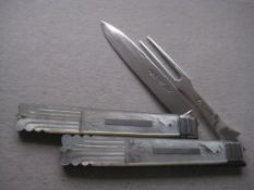 William IV Mother of Pearl Hafted Silver Bladed Folding Fruit Knife and Fork