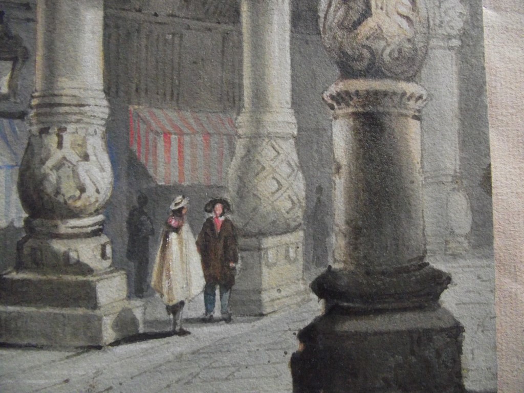 Samuel Prout Watercolour - Figures In The Courtyard of Prince-Bishops' Palace In Liege, Belgium - Image 8 of 12